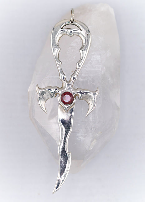 Garnet & 925 Silver 3rd Generation Large Vampire Legacy Ankh -  Limited Edition